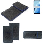 Protective cover for Oppo Reno8 Lite 5G dark gray blue edge Filz Sleeve Bag Pouc