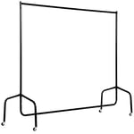 HOMCOM Portant à Vêtements avec Roulettes Tringle a Vêtement solide Porte-Manteau Charge 140 Kg 150 x 60 x 170 cm en acier noir