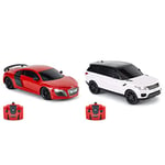 CMJ RC Cars AUDI R8 GT, Officially Licensed Remote Control Car with Working Lights, Radio Controlled RC Car Boys Girls Toys 1:24 scale & TM Range Rover Sport Remote Control Car 1:24 scale