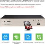 ZOSI Smart CCTV DVR 8 channel 2TB 1080P Video Recorder AHD VGA HDMI BNC H.265+