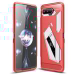 Asus Rog Phone 5 borstat kolfiber Skal TPU - Röd