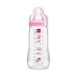 MAM - Biberon Easy Active 6+ mois (330 ml) Rose – Biberon avec tétine en silicone débit X vitesse ultra-rapide – Biberon pour bébé avec fermeture hermétique