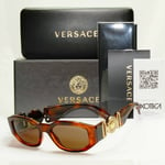 Versace Gold Medusa Brown Rectangle Mens Womens Sunglasses MOD 4361 5217/73