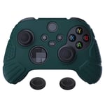eXtremeRate PlayVital Guardian Edition Racing Green Ergonomic Soft Anti-slip Controller Silicone Case Cover, Rubber Protector Skins with Black Joystick Caps for Xbox Series S/X Controller