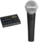 Tascam DP-006 – 6-Track Digital Pocketstudio & Shure SM58-LCE Cardioid Dynamic Vocal Microphone with Pneumatic Shock Mount, Spherical Mesh Grille with Built-in Pop Filter, A25D Mic Clip, Storage Bag