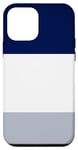 Coque pour iPhone 12 mini Bleu marine – Blanc et gris clair 3 couleurs à rayures