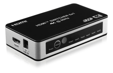 Premium 5-ports HDMI-Switch med IR-fjärrkontroll, Ultra HD(3840x2160) i 60Hz, HDCP 2.2, CEC, svart