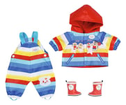 Zapf Creation 834930 Baby Born Kindergarten Matschhose 36 cm-gestreiftes Puppenoutfit Set mit Jacke, Hose und Stiefeln