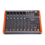 Ibiza - MX801 - Table de mixage complète semi-professionnelle à 6 canaux (égalisateur 5 bandes) avec entrées MONO, micros et lignes et sorties REC, RCA, casque et AUX - USB - Noir et orange