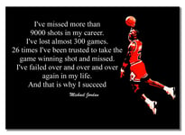 Inspirational Basketball Michael Jordan #1 A2 Unframed Sport Player Quote Black and White Poster Motivation Succeed Photo