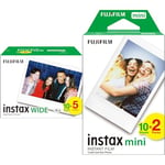instax Pack de 50 Films Wide Blanc & Fujifilm instax - Twin Films pour Mini - 86 x 54 mm - 20 Count (Pack of 1)