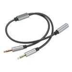 Headset Splitter Cable 3.5mm Female to 2 Dual TRS Male Headphone Mic Stereo