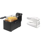 Bestron Friteuse Zone froide, Pour 1 kg de frites, 3,5 litres, 2000 W, Noir & Leifheit Coupe-Frites, Découpage des pommes de terre grâce à deux lames de coupe, coupe légumes antidérapant