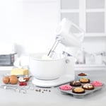 ELECTRIC TWIN HAND & STAND MIXER WITH ROTATING 3.8LITRE CAKE BAKING MIXING BOWL 