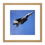 Military USA USAF Air Force F-15E Strike Eagle Aircraft Photo 8X8 Inch Square Wooden Framed Wall Art Print Picture with Mount