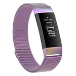 JIAOCHE Stainless Steel Magnet Wrist Strap for FITBIT Charge 4， Large Size: 210x18mm(Black) (Color : Colorful Light)