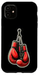 Coque pour iPhone 11 Gants de boxe rouges suspendus à une lanière
