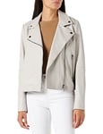 BOSS Women's C_Saleli1 Leather Jacket, Silver, 40
