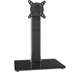 Universal Swivel TV Stand/Base Table Top TV Stand for 13 to 32 inch TVs with 100 Degree Swivel, 4 Level Height Adjustable, Heavy Duty Tempered Glass Base, Holds up to 35kg HT07B-001P