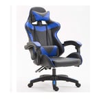 FFZH Game chair, Height-adjustable adult game chair, Office chair, With cushion and backrest, Racing style armrest PU leather high back (Blue, Black),Blue