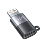 Lightning til USB-C hun - OTG adapter - Sort/Grå