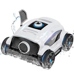 WYBOT Robot Piscine pour 130 Minutes D'autonomie, Nettoyeur de Piscine Double Moteur, Double Entrées, Brosse de Fond, Aspirateur de Piscine Hors Sol et Fond, Ideal pour Piscines Jusqu'à 100 m² (Blanc)