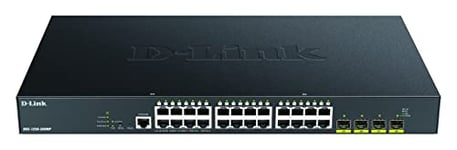 D-Link DGS-1250-28XMP/E, 28-Port Layer 2/3 Smart Gigabit Switch (24x BaseT PoE+ Port, 4X 10G SFP+) - Cordon d'alimentation UE Uniquement