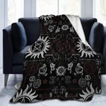 TOBEEY Throw Blanket Classic Bed Blankets Flannel Fleece All Season Gorgeous Chair Decorative Blankets, Supernatural Symbols Black, 40x50 Inches
