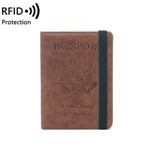 Slim RFID-blockerande plånbok - Passfodral i läder kaffe