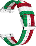 Abasic Women Men Nylon Fabric NATO compatible with Fitbit Ionic Watch Strap Replacement (Red White and Green)