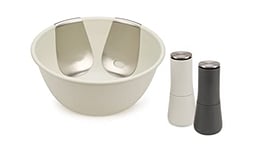 Joseph Joseph Serve It In Style Set with Salad Bowl, Stainless Steel Servers and Milltop Non-Spill Salt and Pepper Mills