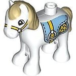 Duplo LEGO Minifigure Horse White w Patterned Saddle Animal Minifig Rare