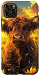 iPhone 11 Pro Max Highland Cow, Spring Sunflower, Elegant Farm & Country Case