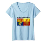 Womens King, Charles III. England,Royal Standard Flag 2022 V-Neck T-Shirt
