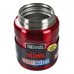 Thermos 470ml Red Food Flask w/ Spoon Vacuum Insulated Stainless Steel Lid Bowl