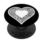 Cute Heart Phone Grip Holder,Daisy Flowers,Black White Heart PopSockets Swappable PopGrip
