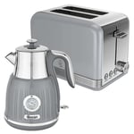 Swan Retro Grey Kettle and Toaster Set