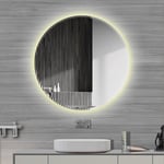 Miroir mural rond led pour salle de bain sans buée avec interrupteur tactile blanc chaude 60cm