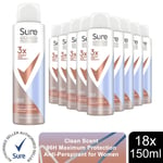 Sure Women Antiperspirant 96H Maximum Protection Deo 18x150ml, Select Your Scent