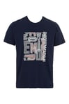 Emporio Armani Men's Eagle Macro Logo Crew Neck T-Shirt, Navy/RED EA Print, L