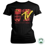 Hybris Plaid MTV Organic Girly T-Shirt (Black,L)
