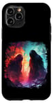 Coque pour iPhone 11 Pro Deux bigfoot rouge bleu faceoff forêt sasquatch yeti cool art