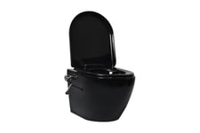 Be Basic Toalettstol vägghängd utan spolkant med bidé keramik svart - Svart