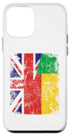 Coque pour iPhone 12 mini Demi drapeaux britanniques béninois | Bénin UK vieilli vintage