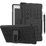 SsHhUu Case for Huawei Mediapad M5 Lite 10 10.1, Heavy Duty Hybrid Rugged Protective Case Tough Dual Layer Cover with Kickstand for Huawei Mediapad M5 Lite 10 10.1 Inch Tablet 2018, Black