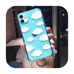 PrettyR Cartoon Clouds Transparent Phone Case For iPhone 11 Pro Max XR X XS Max 7 8 Plus Shockproof Case Soft TPU Phone Cover-Blue-For iPhone XR