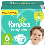 Pampers - Baby-Dry Diapers Size 6, for Babies 13-18 kg - 68 Pieces