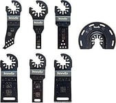 kwb AKKU-TOP Lames de scie multi-outils - Kit de mallette, 7 pièces, y compris lame de scie plongeante, coupe-ligne et lame de scie segment semi-circulaire HSS