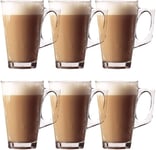Ossian Set of 6 Latte Glasses – Premium Pack of Stylish 11cm Cafe Mugs Cups 240ml - Ideal for Tea Coffee Latte Cappuccino Espresso Hot Chocolate and More