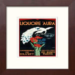 Lumartos, Vintage Poster Liquore Aura Contemporary Home Decor Wall Art Print, Mahogany Frame, 8 x 8 Inches